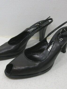 Salvatore Ferragamo Open Toe Peek a Boo Leather Dress Heels Florence Shoes 8 AA